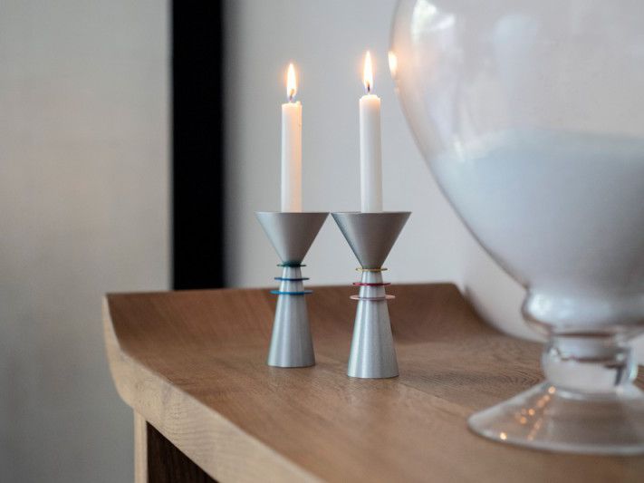 Modern Rainbow Cone Shabbat Candlesticks