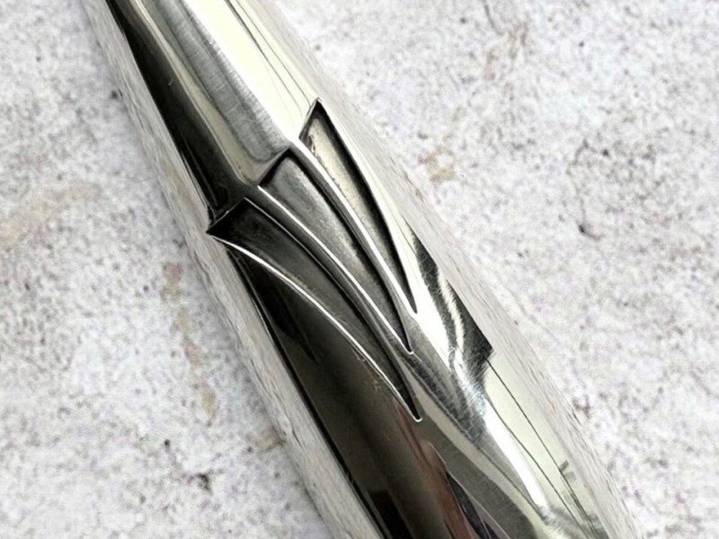 Close up of Sterling Silver Apollo Rocket Mezuzah by Laura Cowan
