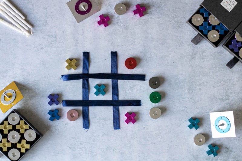 Contemporary Judaica menorah set displayed as a playable game