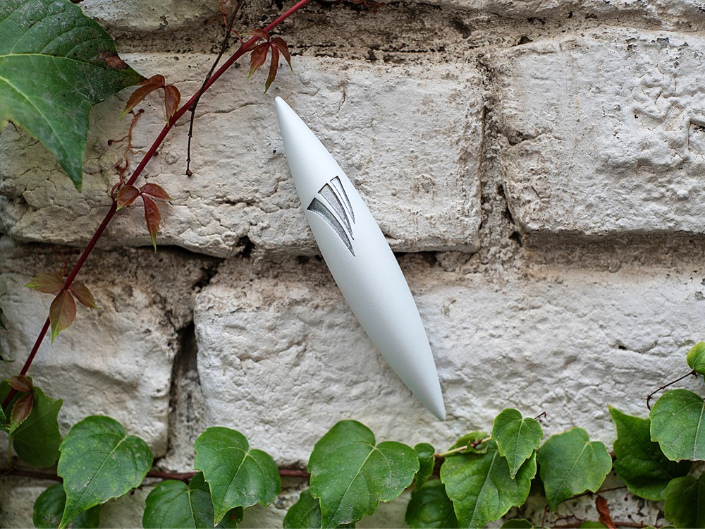 Apollo Stone mezuzah white silver shin