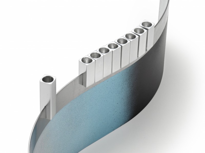 Close up of Ombre Wave Menorah