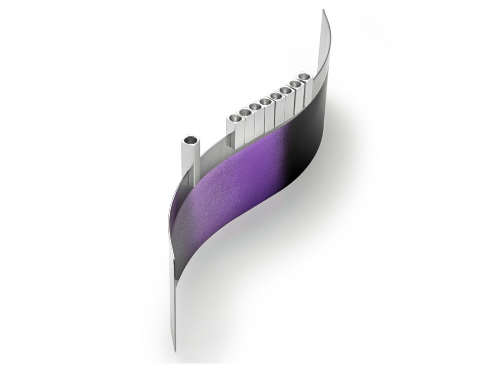 Ombre Wave Modern Menorah in Purple