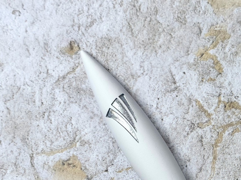 Apollo Stone mezuzah white silver shin