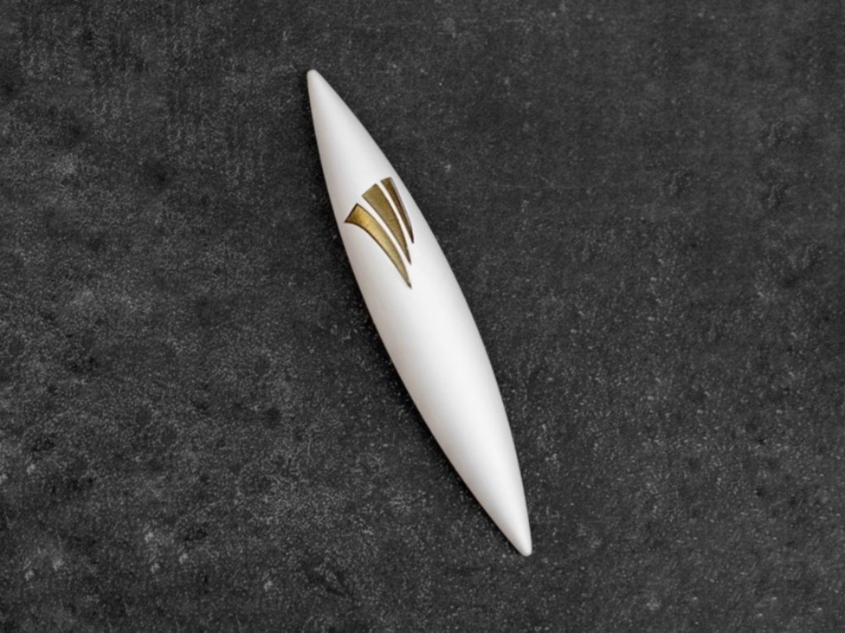 Apollo mezuzah white gold shin