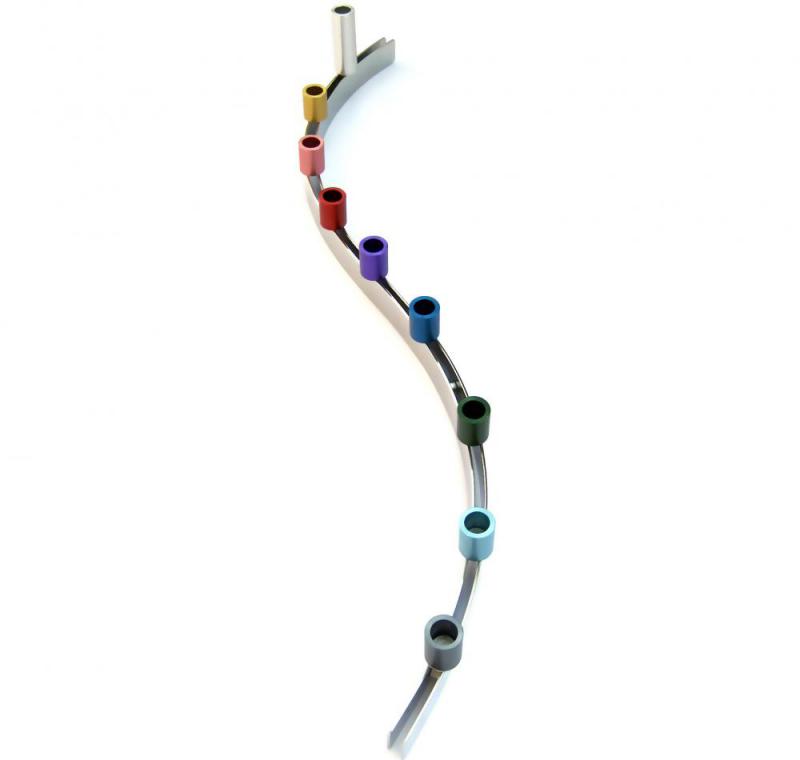 Modern Slide Magnet Menorah is a unique interactive menora designed by Laura Cowan